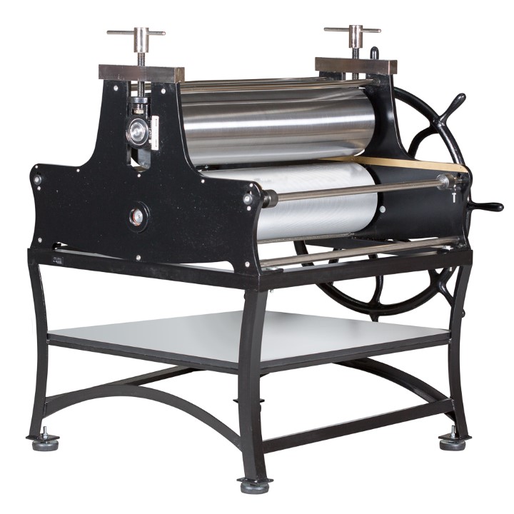 Tórculo de estampación CON REDUCTOR mesa incorporada, fabricado en acero y pintado en epoxi